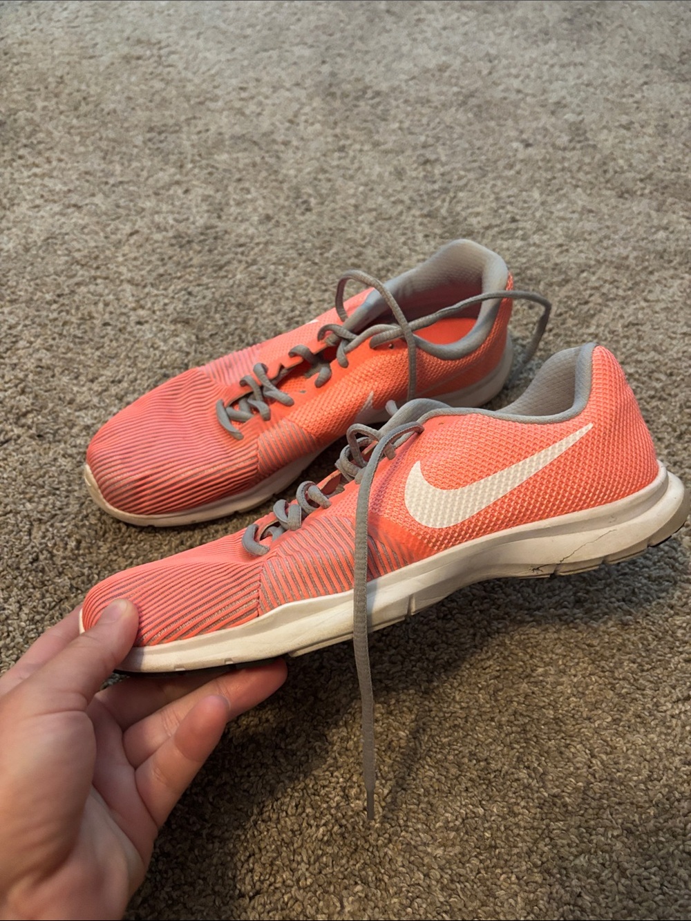 Nike Coral and Gray Mesh Training Sneakers